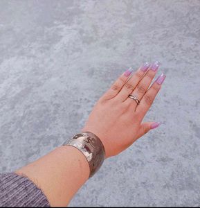 Etched Silver Tone Cuff Bracelet