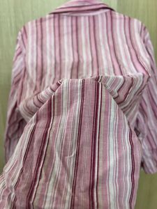 Chic Pink Striped Button-Up Blouse by Mileage