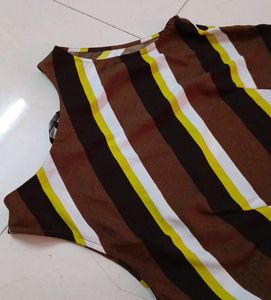 Brown &amp; White Half Sleeve Top