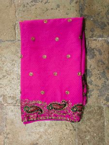 Pink Embroidered Sari