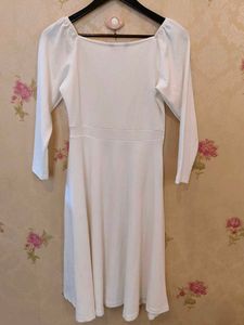 White Square Neck Dress