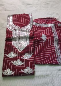 Maroon Gota Patti Unstitched Kurta Set