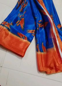 Blue &amp; Orange Shibori Silk Saree