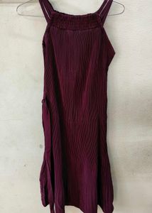 Burgundy Pleated Dress