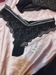 Lace &amp; Print Panties Set