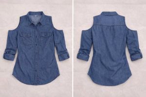 AJIO Cold-Shoulder Denim Shirt Top 💙