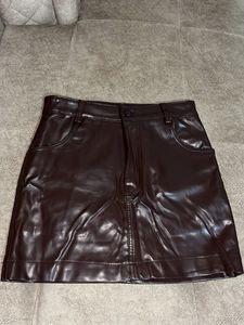 Brown Faux Leather Mini Skirt