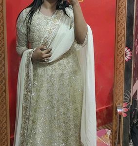 Ethnic White Gown With Dupatta