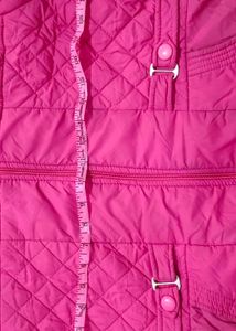 Pink Quilted Jacket with Hood