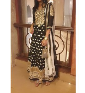 Admyrin Black Georgette Anarkali Kurta Set