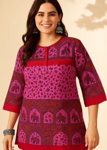 Vibrant Pink Printed Cotton Kurti
