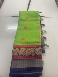 Silk Green And Blue Border Saree