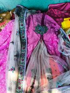 Pink ready to wear saree with blouse