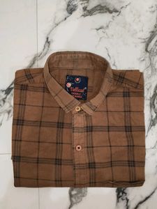 Men's Brown Checked Casual Shirt