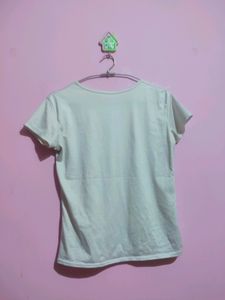 White Slim Fit Tshirt For Women