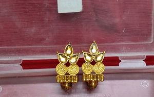 Artificial Golden Neck Set With Earrings