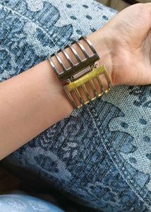 Anti Tarnish Dual Tone Pearl Cuff Bracelet