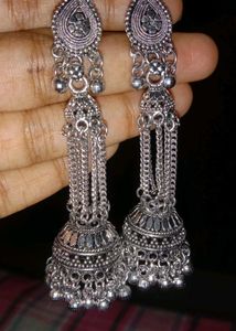 Silver Jhumka Earrings