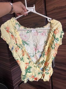 Yellow Wrap Crop Top