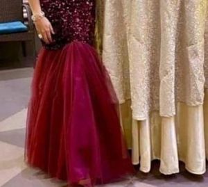 Burgundy Sequin Mermaid Gown