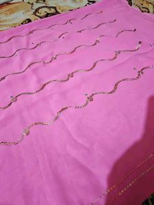 Elegant Pink Embellished Saree