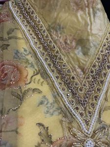 Floral Embroidered Organza Suit With Organz
