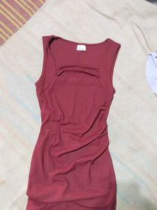 Maroon Ribbed dress