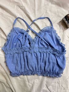 Cami Blue Ruffled Strappy Top