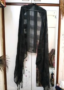 Black Woven Check Dupatta