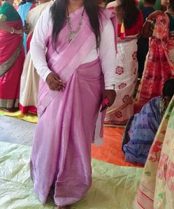 Pink Shimmery Saree 💜