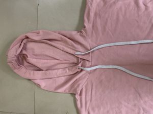 Pink Cropped Hoodie with Detachable Sleeves