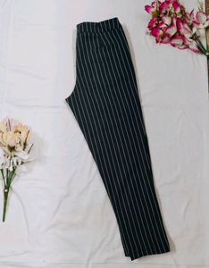 Black N White Strips Pant For Girls