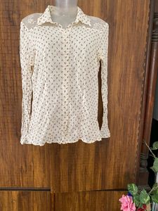 White Printed Cotton Shirt SALE😍SALE