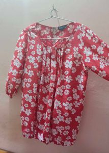 Red Top With Floral Design
