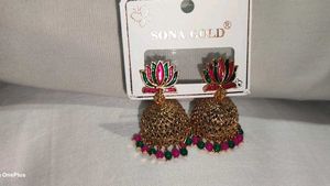 Lotus Jhumka Earrings