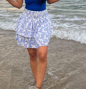 Floral Ruffle Mini Skirt