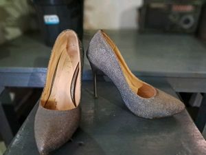 Shimmery Pointed-Toe Stilettos