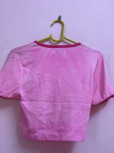 Cropped ribbed pink Tshirt