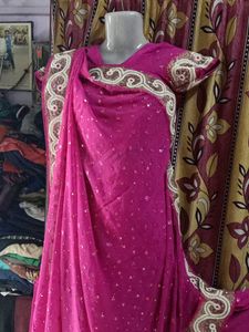 Pink Embellished Saree