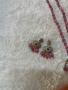 Elegant Pink Beaded Jewelry Set