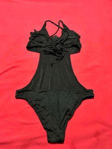 H&amp;M Black Ruffle Bodysuit