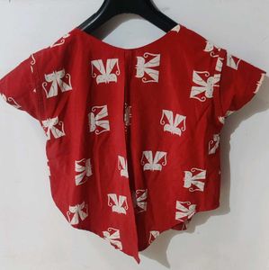 Patterned Red Crop Top