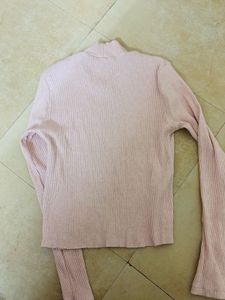 Pink Ribbed Mock Neck Top