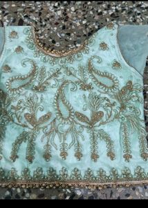 Crop Top Pista Green Color  Fully Neted With Heavy