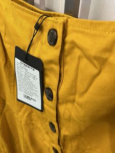 Women Mustard Yellow Solid Pinafore Dress