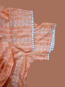 Peach Cotton Printed Night Suit for Women