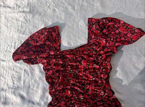 Brand New (Urbanic)Red Floral Gathered Sheath Dres