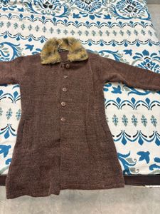 Brown Coat with Fur Collar