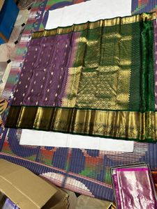 Onion Pink & Green Pure Kanchipuram Silk Saree
