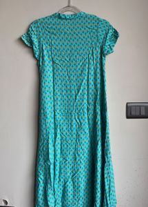 Blue Foil-Printed Kurta